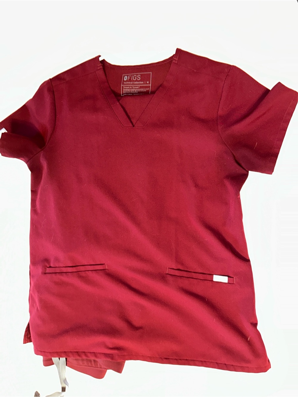 Figs Women’s V‑Neck Scrub set in Burgundy Red